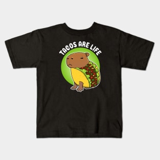 Tacos are life Cartoon Capybara Taco Kids T-Shirt